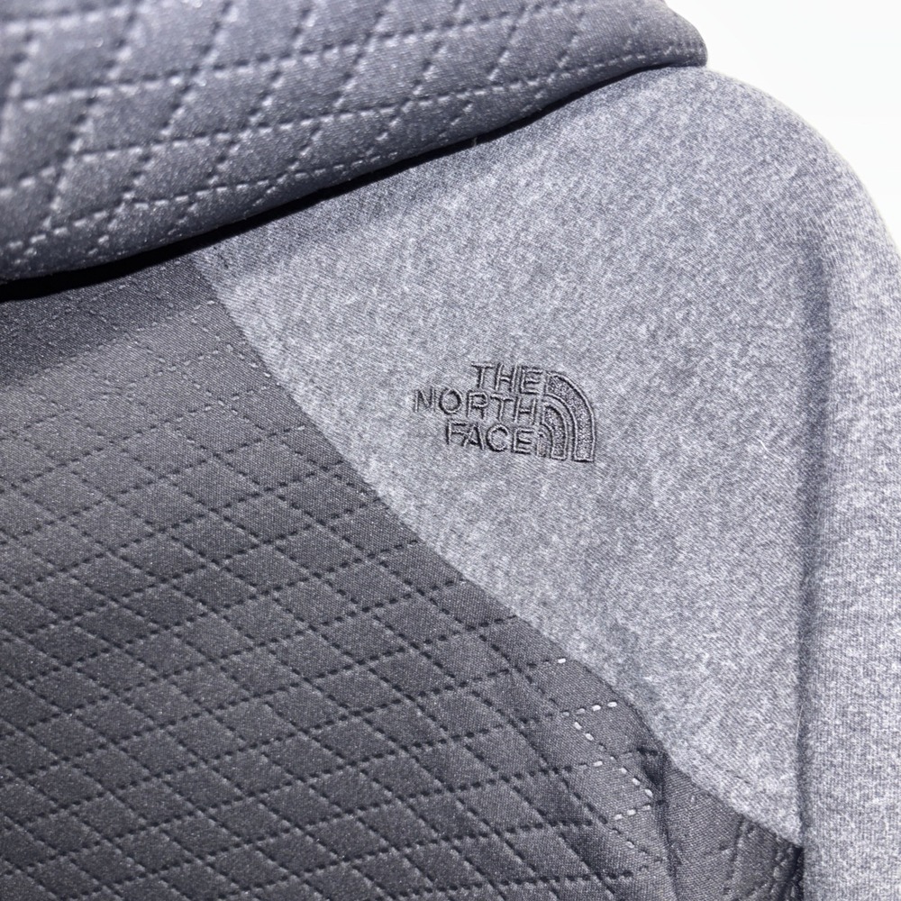 Womens Small The North Face Black Knit Quilted & Fleece Longline Hooded Jacket - Picture 5 of 12